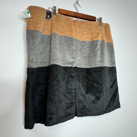 Amanda + Chelsea Colorblock Mini Skirt Tan Gray Charcoal Women Size XL NWT - Picture 4 of 8